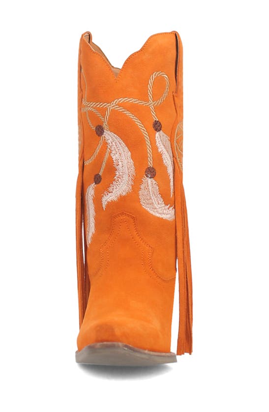 Dingo Day Dream Fringe Embroidered Western Boot In Orange
