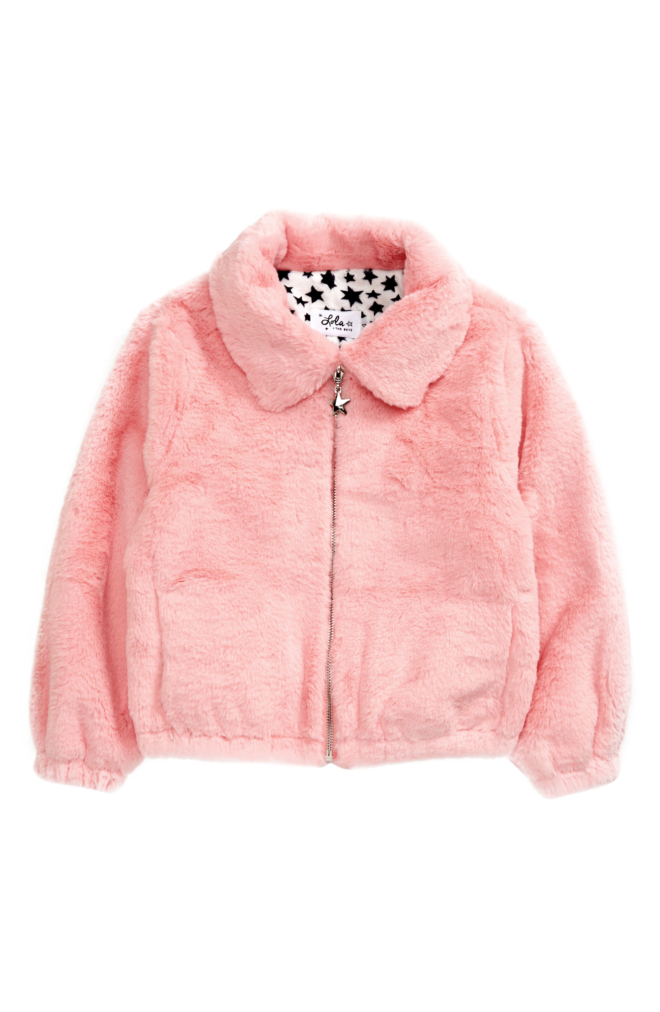 Lola And The Boys Kids' Rainbow Faux Fur Coat In Pink | ModeSens