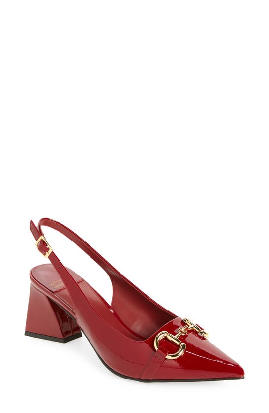 Shop Jeffrey Campbell Nakita Pointed Toe Slingback Pump In Cherry Red Patent Gold