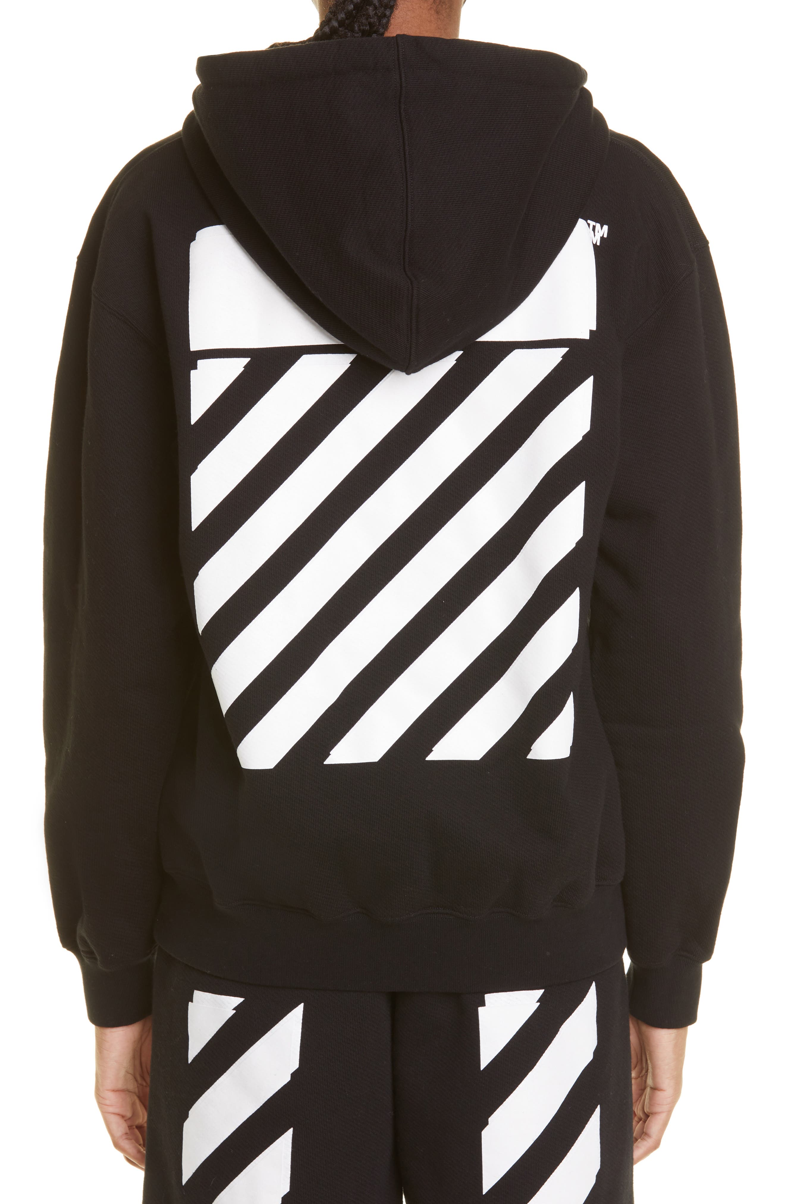 off white diag brushed zip hoodie