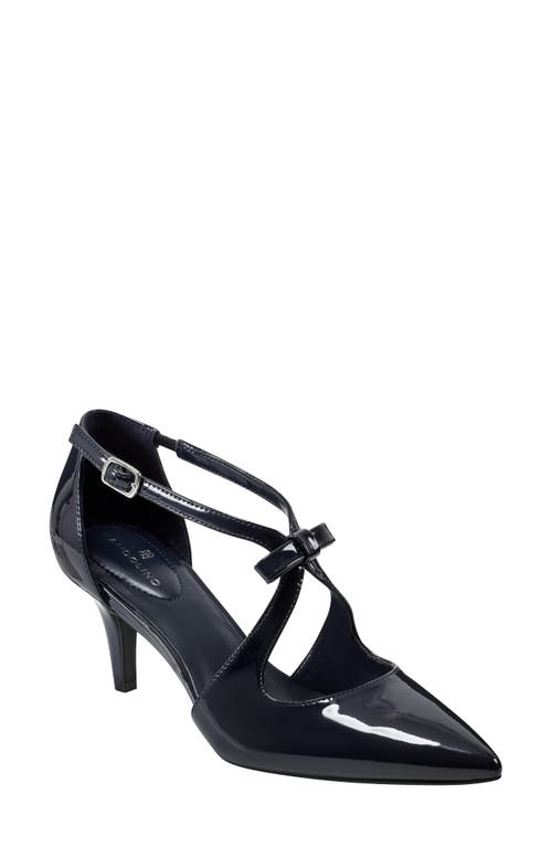 Shop Bandolino Zeffer Kitten Heel Pump In Dark Blue Shiny