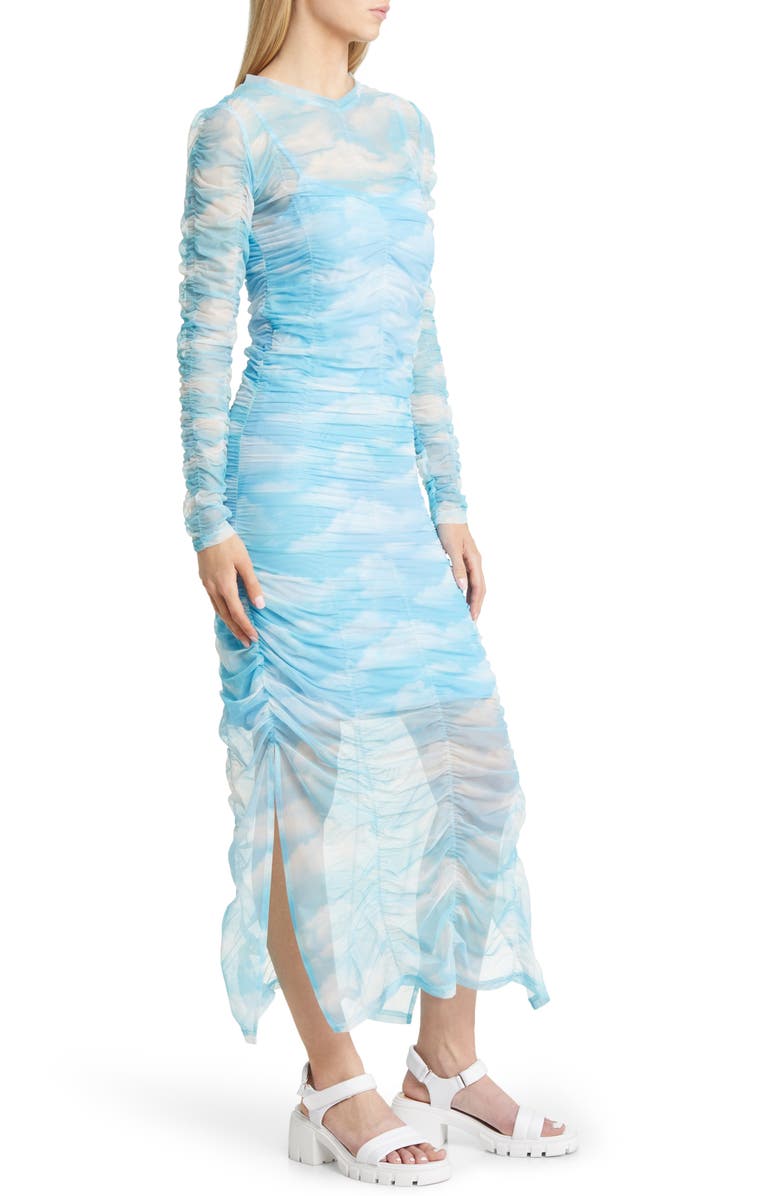 Dressed in Lala Long Sleeve Ruched Mesh Dress Nordstrom