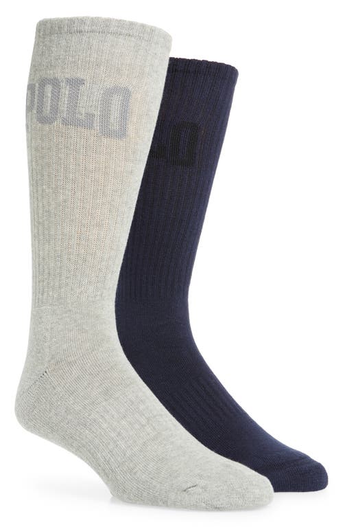 Polo Ralph Lauren Assorted 2-Pack Tall Crew Socks in Blue/Grey Multi at Nordstrom