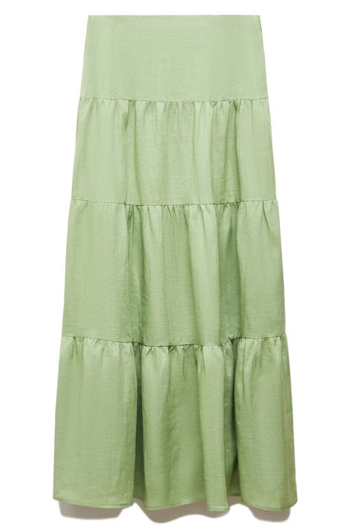 Mango Ramie Maxi-skirt Medium Brown In Green