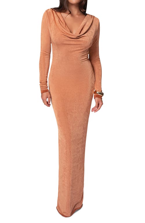 Jluxlabel Ashton Reversible Long Sleeve Knit Gown In Bronze