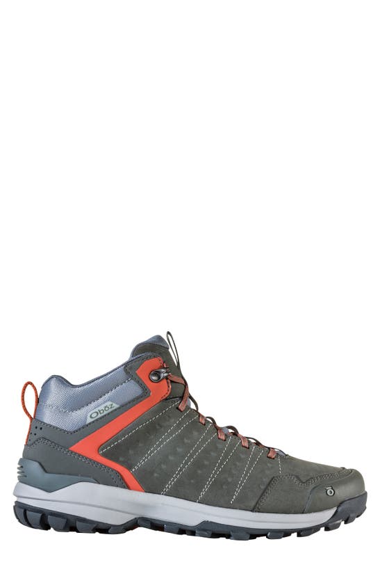 Shop Oboz Sypes Mid B-dry Waterproof Leather Hiking Sneaker In Gunmetal Black