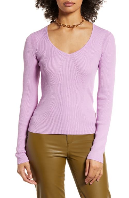 halogen(r) V-Neck Sweater in Pink Tulle