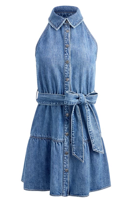 Shop Alice And Olivia Miranda Sleeveless Denim Minidress In Albee Vintage Blue