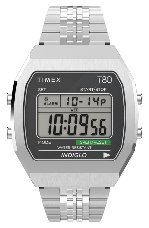 Timex T80 Digital Chronograph Bracelet Watch, 36.5mm in Silver at Nordstrom, Size 34.5 Mm