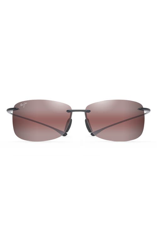Maui Jim Akau 62mm PolarizedPlus2® Oversize Rectangular Sunglasses in Black Gloss