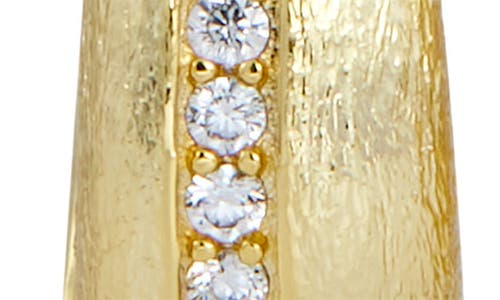 Savvy Cie Jewels Brushed Textured Cz Pavé Hoop Earrings In Yellow