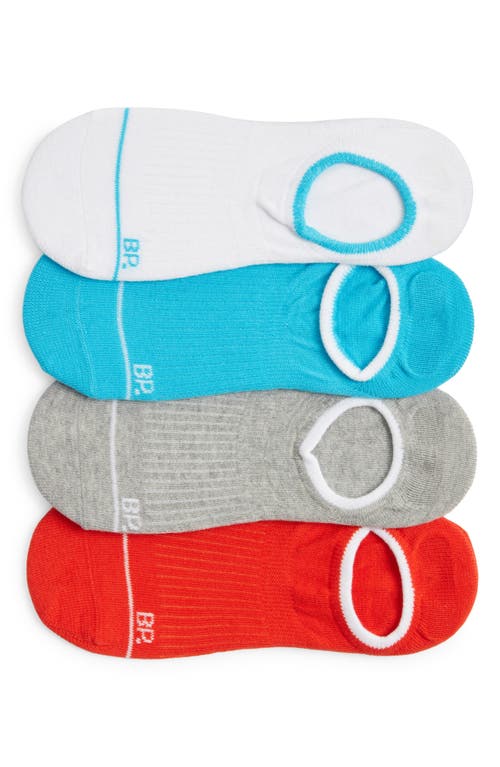 BP. Assorted 4-Pack Organic Cotton Blend No Show Socks in Red Poinciana- Blue Multi