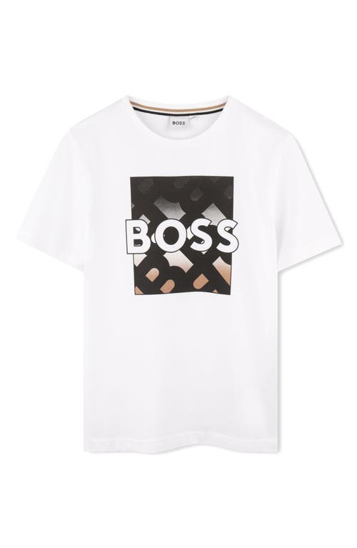 Shop Bosswear Boss Kidswear Kids' Logo Cotton Graphic T-shirt In White