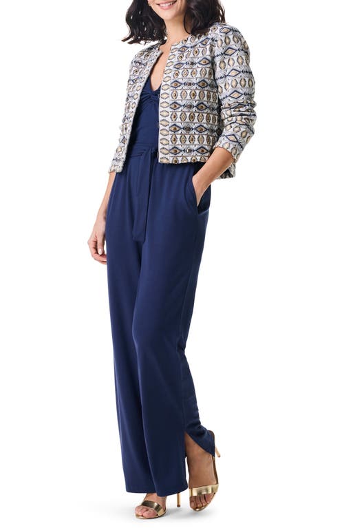 Nic + Zoe Nic+zoe Seaside Glimmer Embroidered Jacket In Neutral Multi