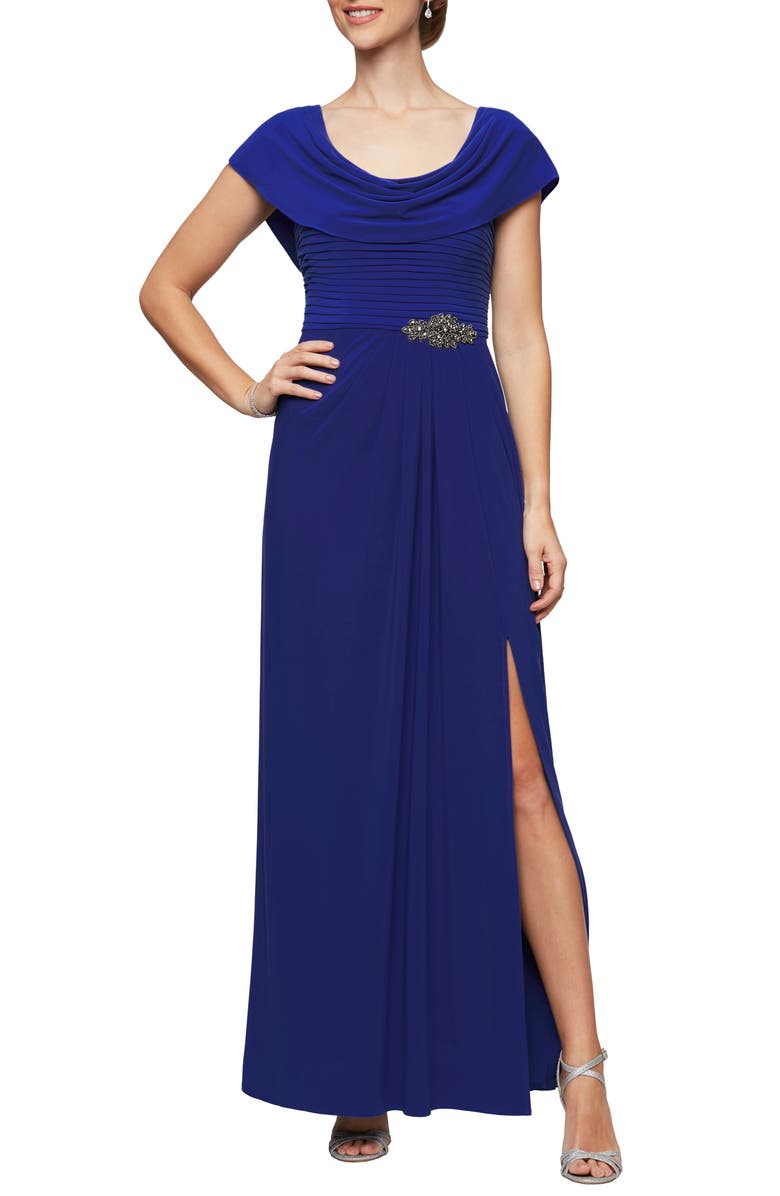 Alex Evenings Cowl Neck Beaded Waist Gown (Regular & Petite) | Nordstrom