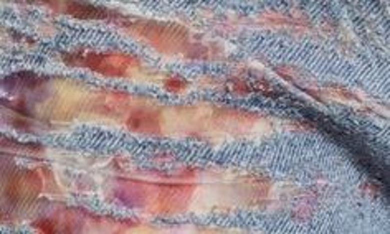 Shop Diesel Shark Floral Distressed Low Rise Jeans In Lt. Indigo W/ Pink Floral