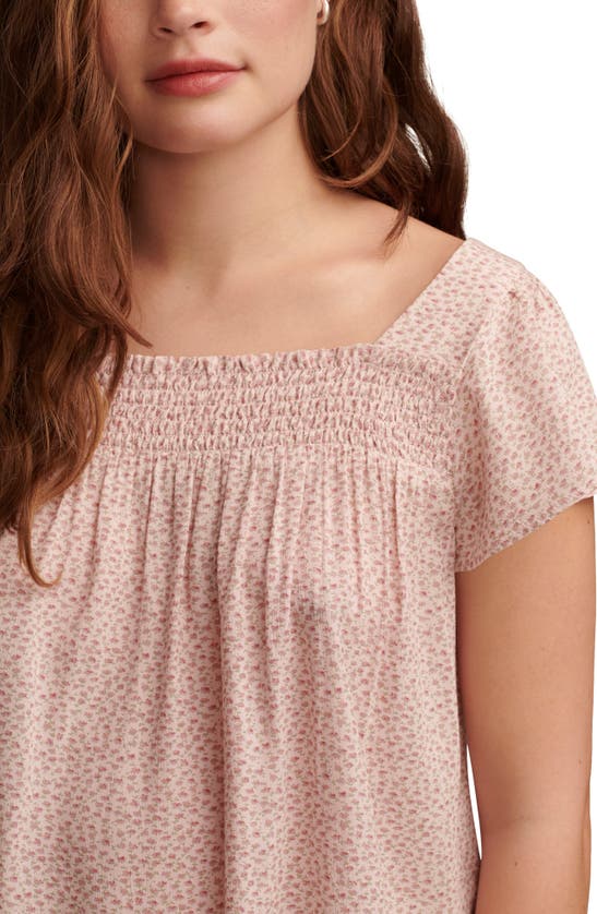 Shop Lucky Brand Smocked Flutter Sleeve Top In Lotus Multi