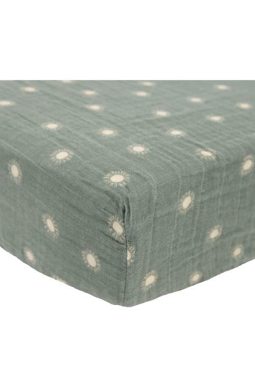 little unicorn Organic Cotton Muslin Crib Sheet in Sage Suns at Nordstrom