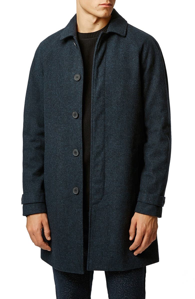 Topman Blue Wool Blend Mac Jacket | Nordstrom