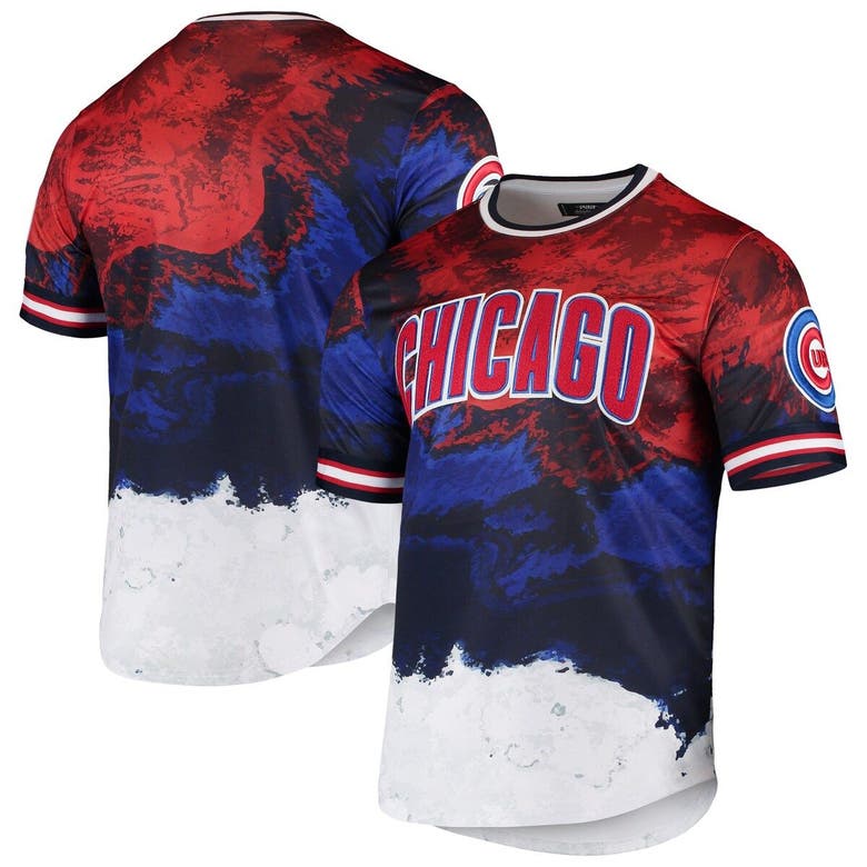 Pro Standard Men's Red/Royal Chicago Cubs Red White and Blue Dip Dye T-Shirt Size: Medium