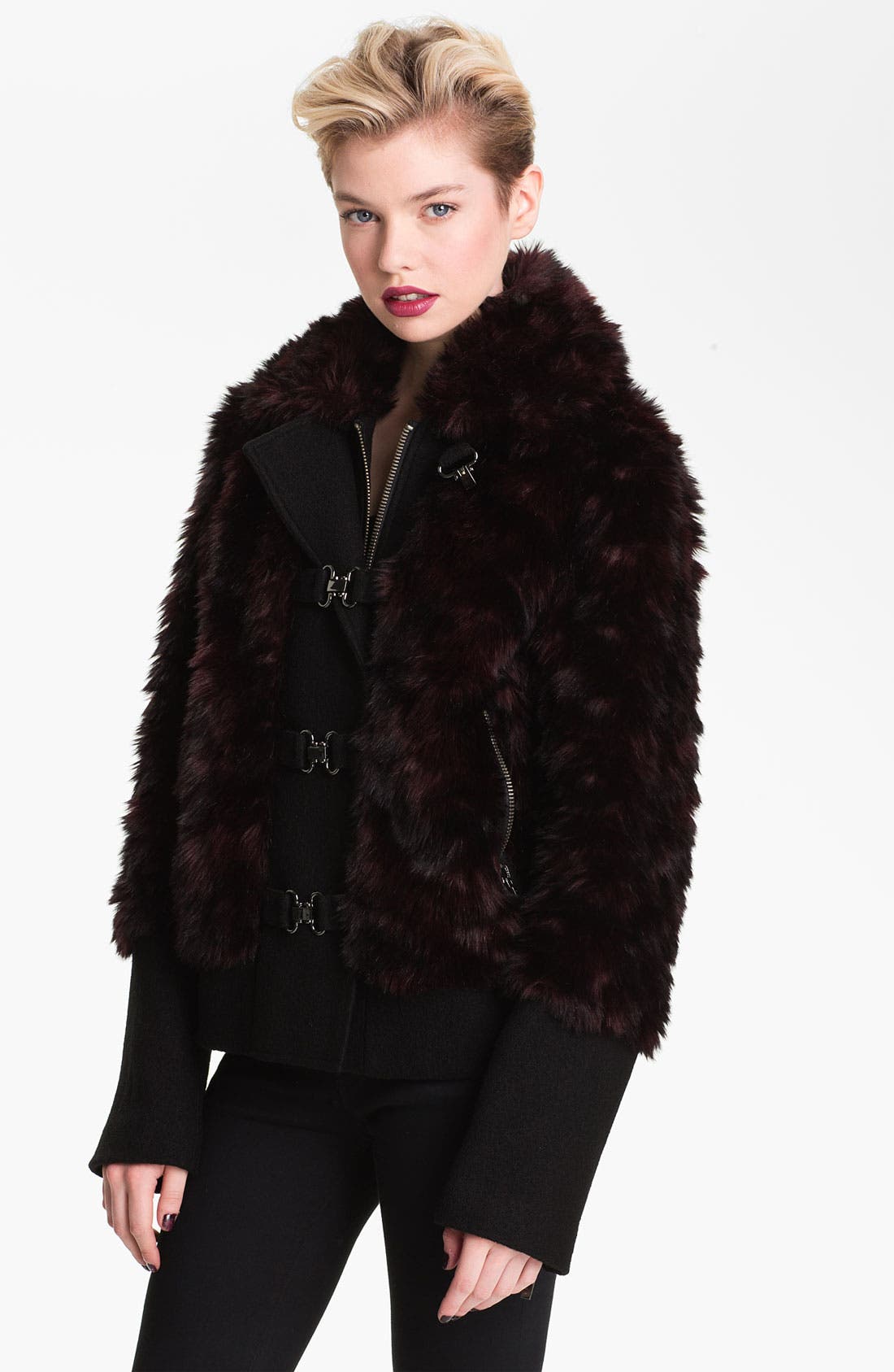 Ashley B Faux Fur & Wool Jacket | Nordstrom