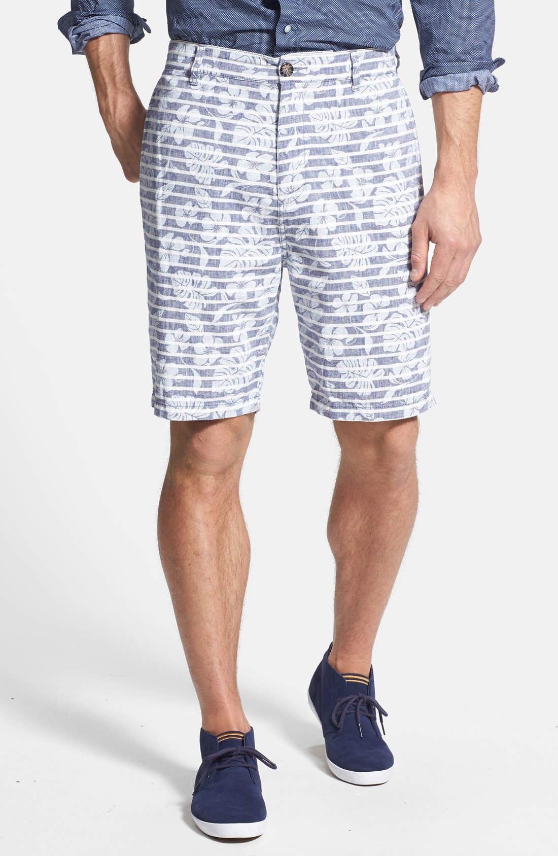 Rodd Gunn Steere Place Slim Fit Linen Cotton Chambray Shorts