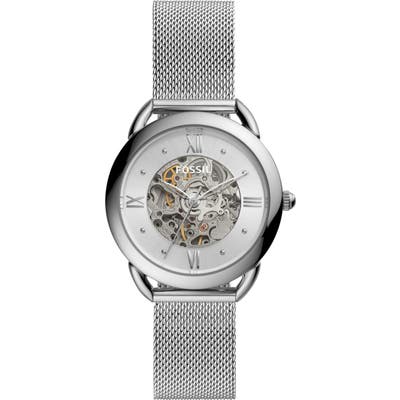 Fossil Tailor Skeleton Automatic Mesh Strap Watch, 35Mm