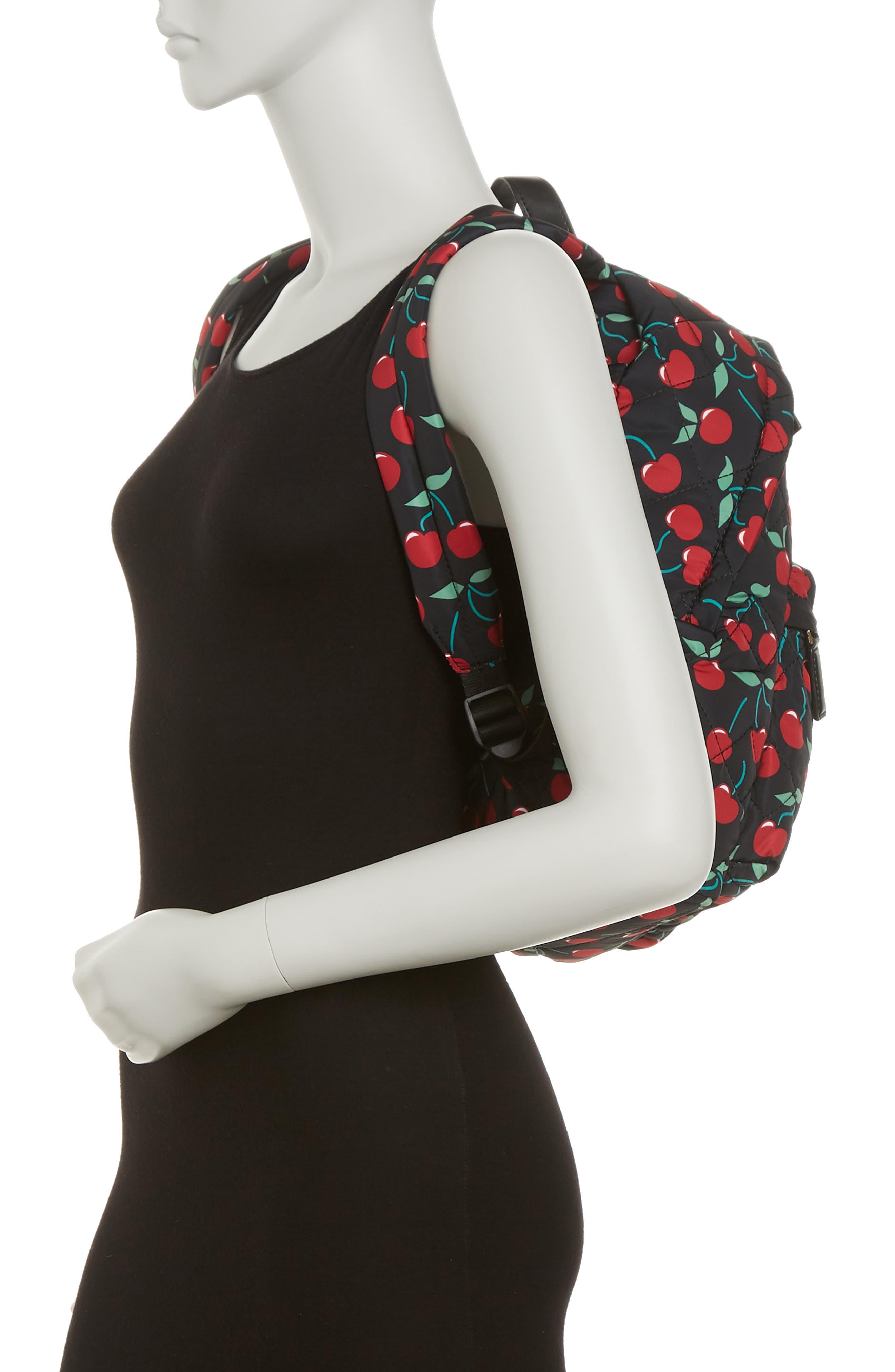 Marc Jacobs Quilted Nylon Printed Backpack In Black Cherries