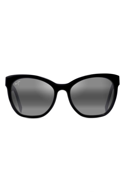 Maui Jim Alulu 56mm PolarizedPlus2 Cat Eye Sunglasses in Gloss Black