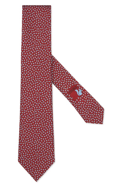 Zegna Ties Acorn Print Silk Tie In Red