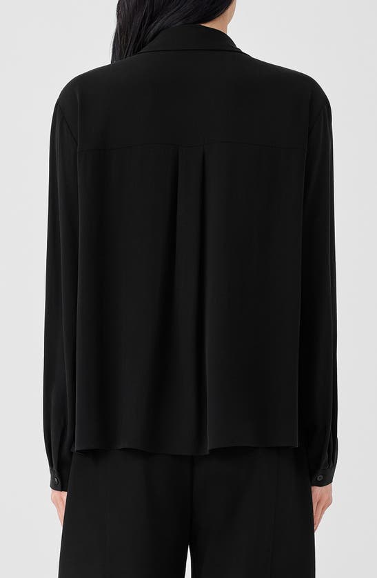 Eileen Fisher Easy Classic Collar Silk Button-up Shirt In Black