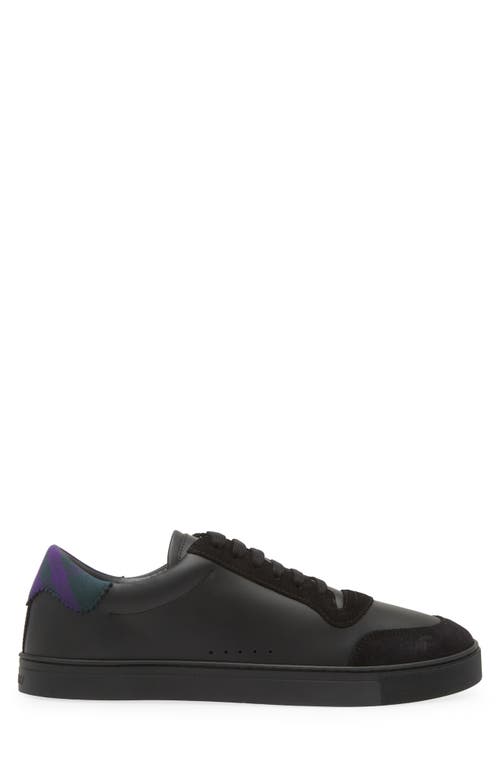 Shop Burberry Robin Low Top Sneaker In Black/royal Ip Chk