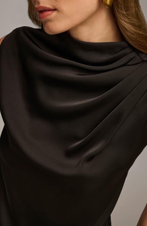 Shop Donna Karan New York Draped Sleeveless Matte Satin Top In Black