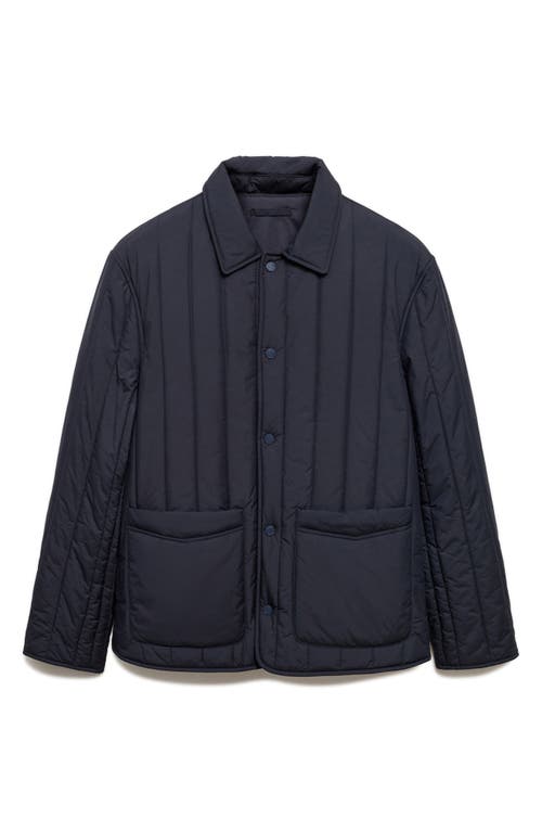 Mango Quilted Water Repellent Jacket In Dark Navy