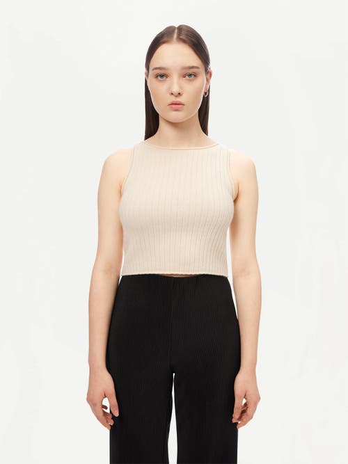 Gobi Mongolian Cashmere Organic Color Cashmere Crop Top In Off White