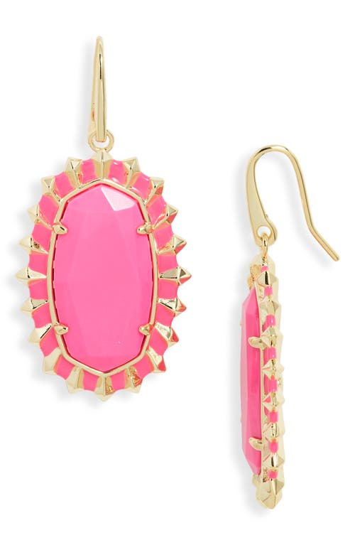 The Dani Color Burst Frame Drop Earrings in Gold Pink Magnesite