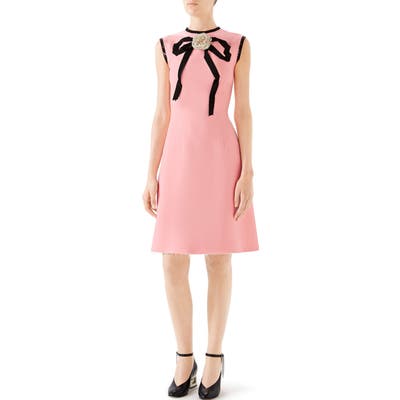 Gucci Cady Crepe Bow A-Line Dress, US / 46 IT - Pink