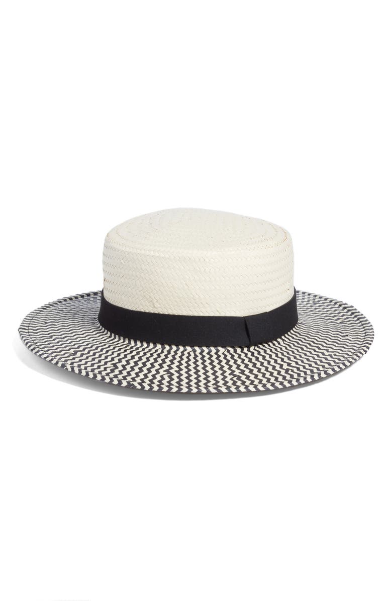Two-Color Boater Hat, Main, color, IVORY COMBO