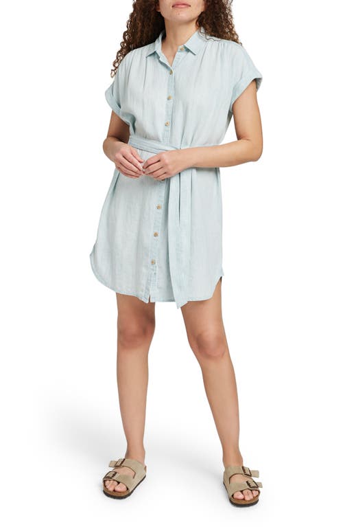 Faherty Breeze Belted Chambray Shirtdress Icy Blue at Nordstrom,