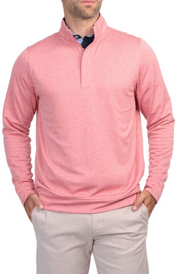 Tailorbyrd Luxe Performance Fleece Quarter Zip Pullover In Chili Red