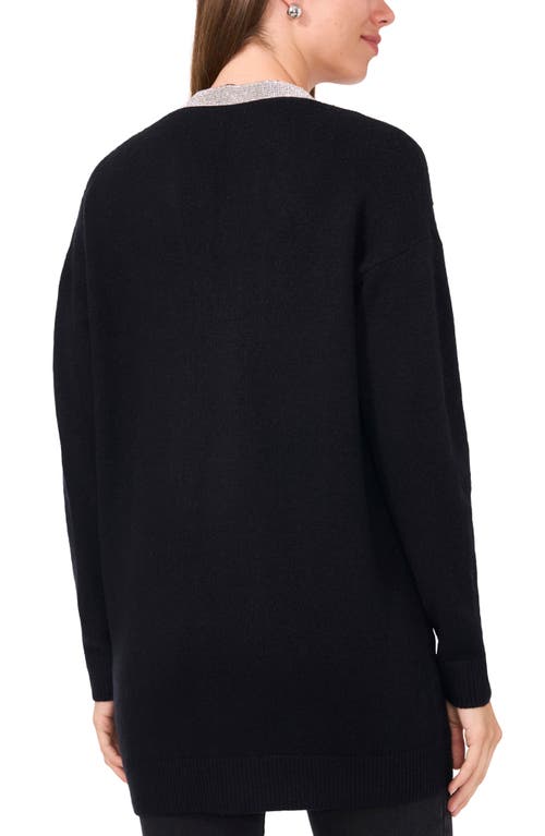 Shop Vince Camuto Embellished Open Front Cardigan In Rich Black