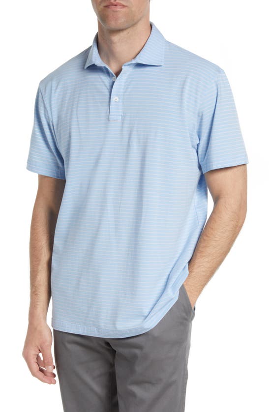 Peter Millar Crest Shallows Stripe Short Sleeve Polo In Cottage Blue