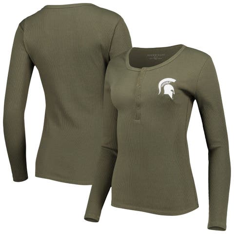 Women's Green Michigan State Spartans Ombre Long Sleeve Dip-Dyed