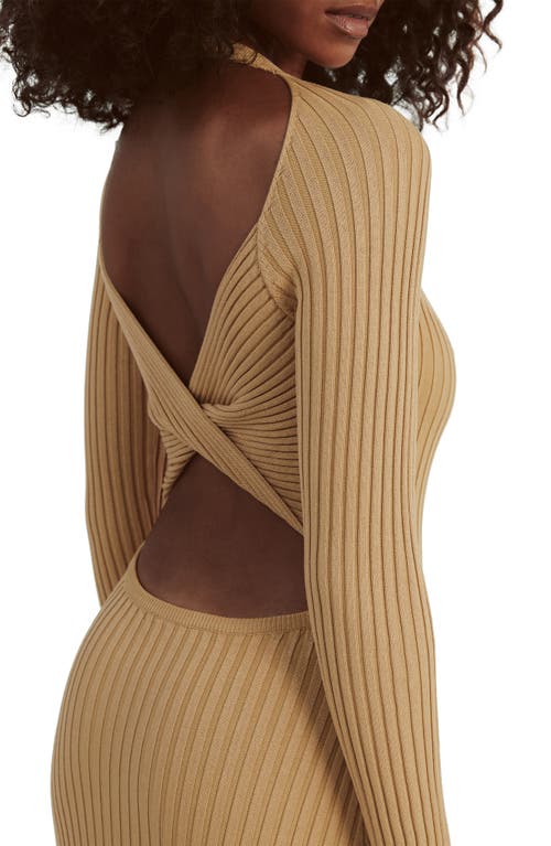 Bardot Amaro Long Sleeve Knit Dress In Soft Camel