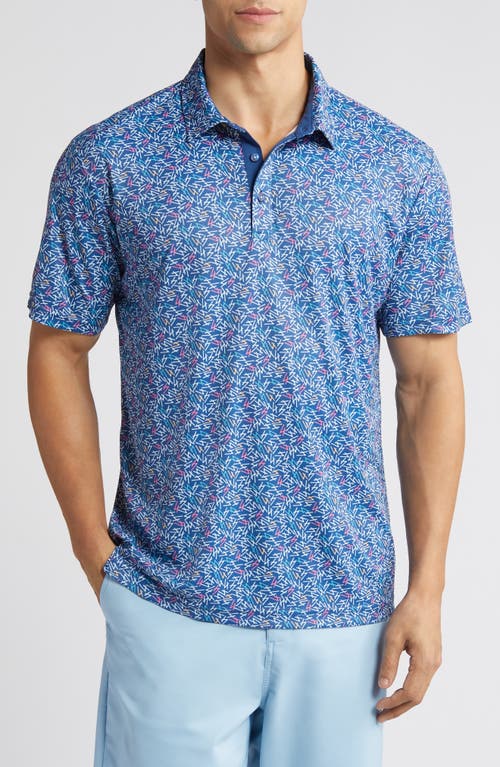 Fore Scatter Print Golf Polo in Navy