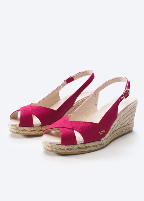 Viscata Llansa Canvas Espadrille Sandal Wedges In Cherry