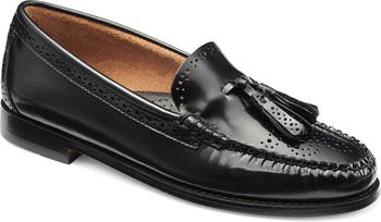 Black leather with tassel women's best sale estel loafers