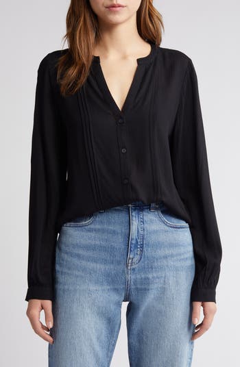 Black long sleeve peasant top hotsell