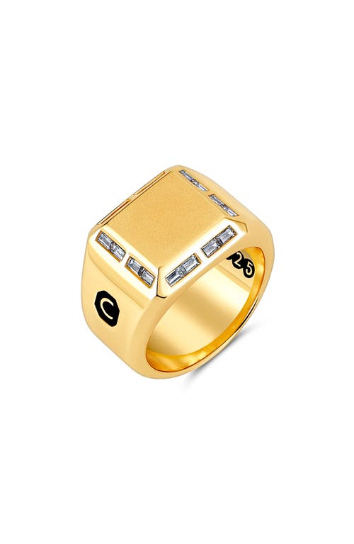 Crislu Men's Signet Ring in 18Kt Yellow Gold