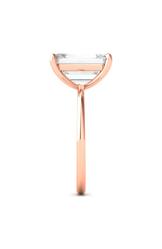 Hautecarat Emerald Cut Lab Created Diamond 18k Gold Ring In 18k Rose Gold